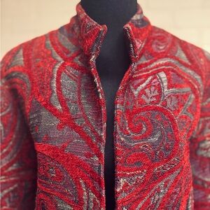 Coldwater Creek Red and Gray Paisley Blazer